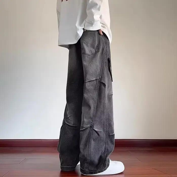 Jean droit multi-poches Hip Hop pour hommes