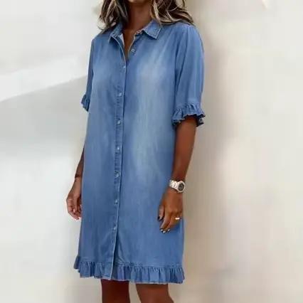 Robe Courte en Jean Délavé pour Femme – Nouvelle Collection Été