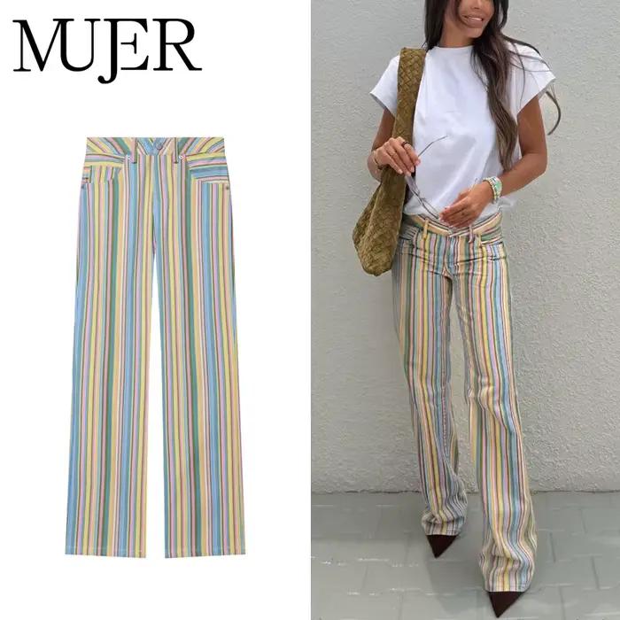 Jean baggy rayé MUJER pour femme