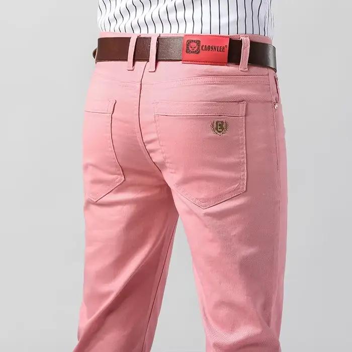 Jean extensible en Denim coloré pour hommes