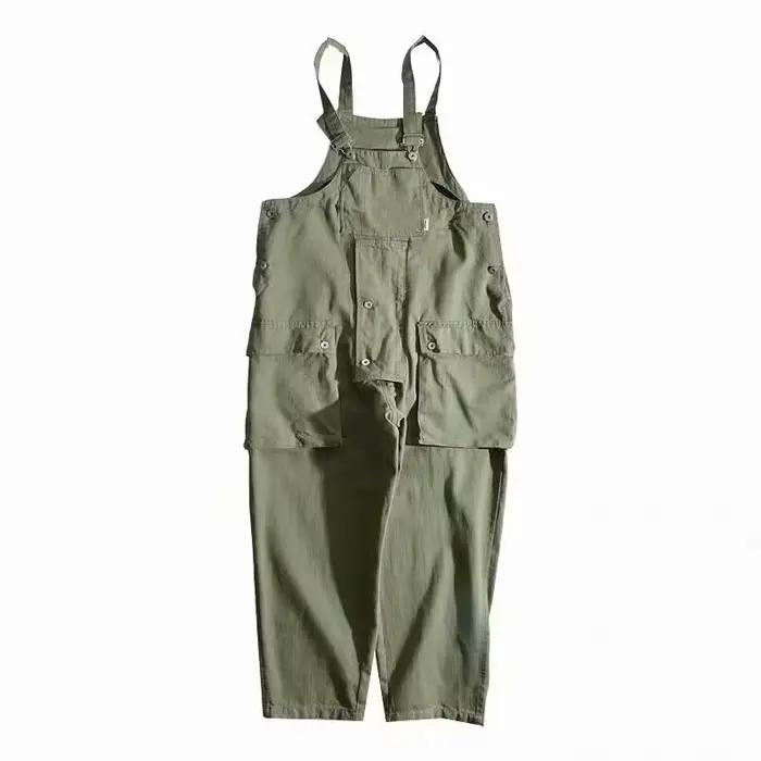 Salopette décontractée américaine style rétro japonais pour hommes vêtements de travail pantalon ample à harnais four seasons casual wear