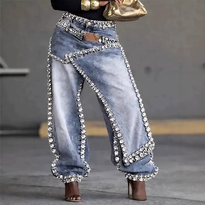 Jean en denim taille basse pour femme