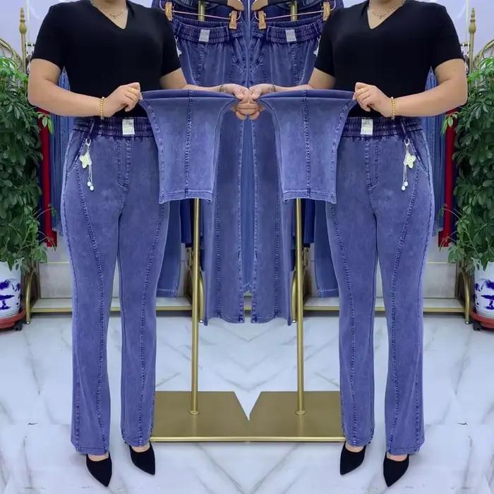 Jean femme d'âge moyen printemps automne taille extensible Denim pantalon grande