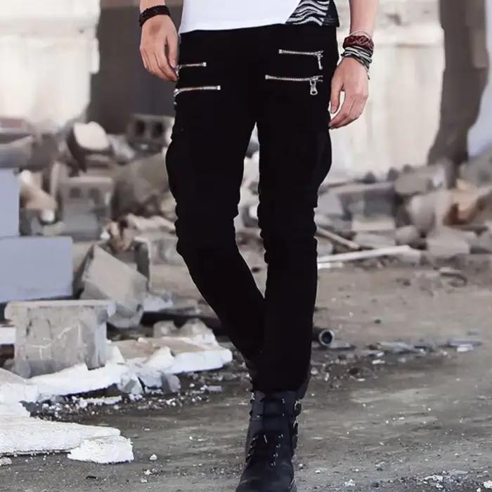 Jean de motard en denim vert pour homme