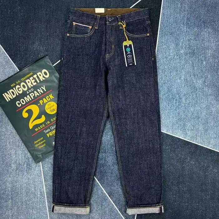 16oz haute qualité rose Selvadge Denim jean pour hommes coton lavé pantalon brut bleu américain Vintage dur épais