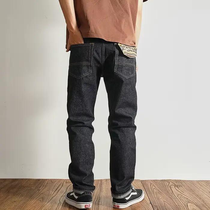 Jean Slim Vintage en Denim pour Homme, Pantalon Droit, Couleur Primaire, Foncé