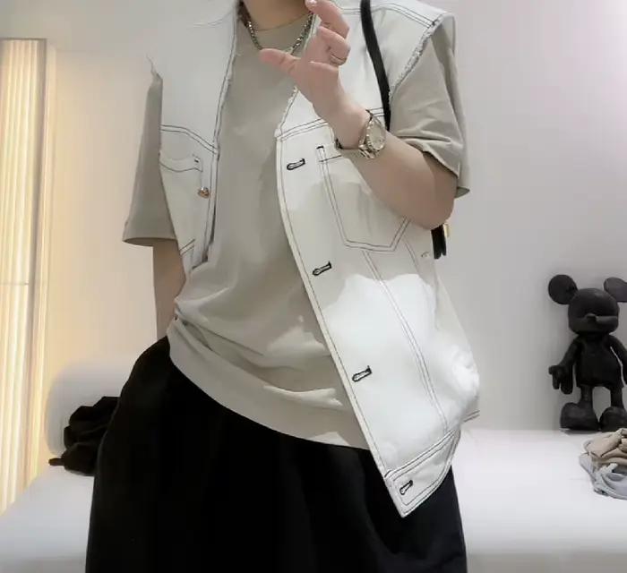 Gilet en jean blanc pour femme