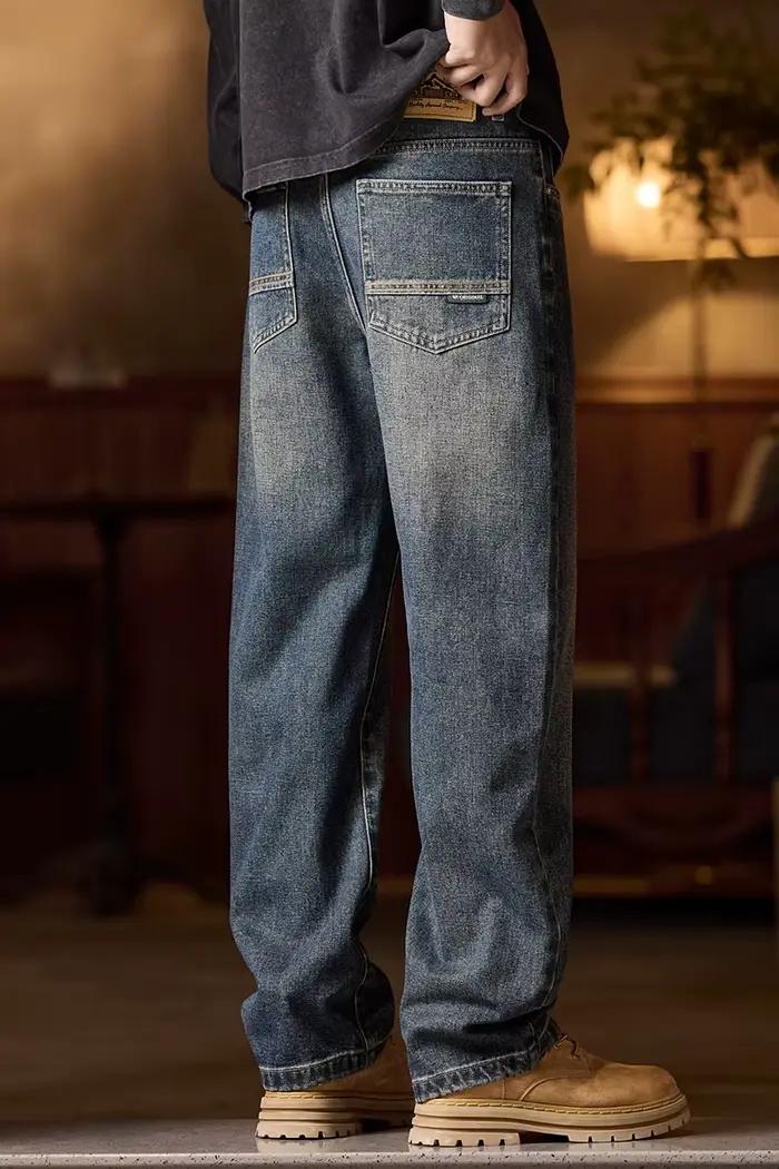 Jean bleu taille élastique pour homme coupe décontractée