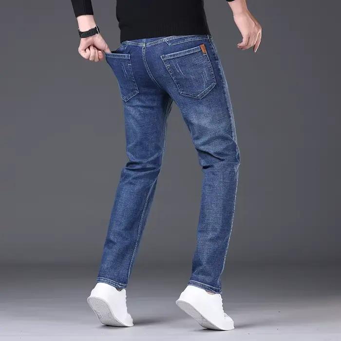 Jeans droits pour hommes, coupe slim extensible, confortables et doux, idéaux pour le business et les occasions décontractées