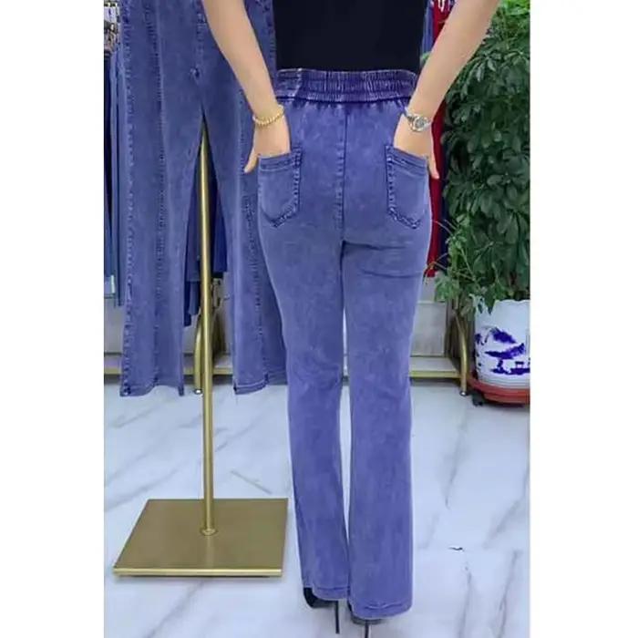 Jean femme d'âge moyen printemps automne taille extensible Denim pantalon grande