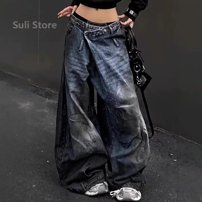 Jean bleu taille haute pour femmes