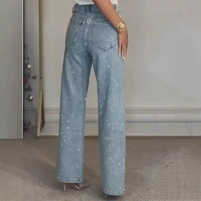 Jeans Stretch Femme Taille Haute Vintage Streetwear Polyester Coton Occasions Spéciales