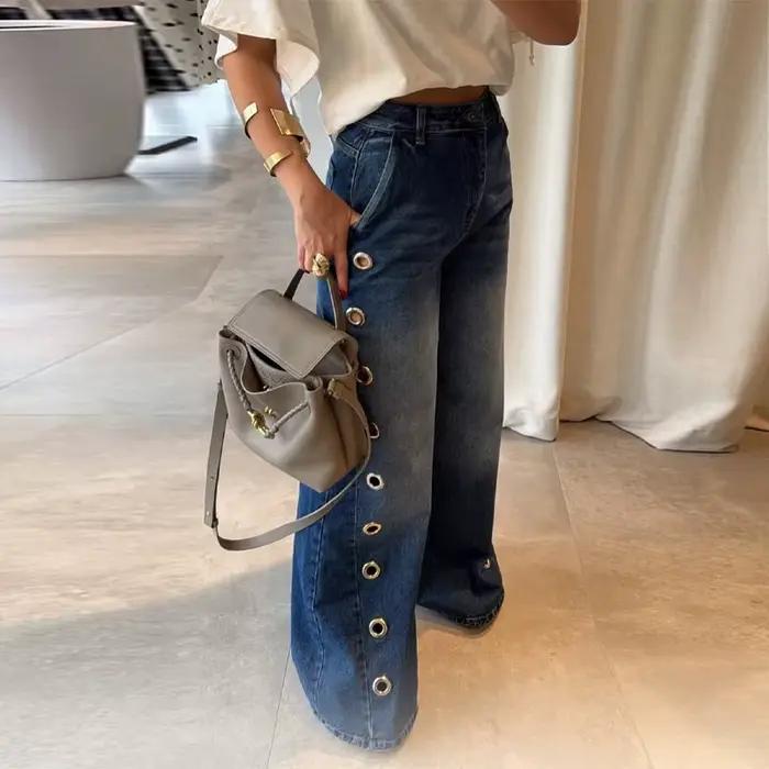 Jean ample taille haute à nouer à la taille
