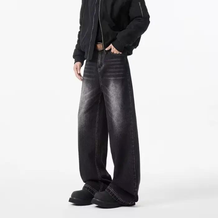 Nouveau Jean Rétro Délavé Coupe Droite 2026 pour Homme – Pantalon en Denim Ample Style Hip-Hop Y2K Effet Usé Tendance Urbaine