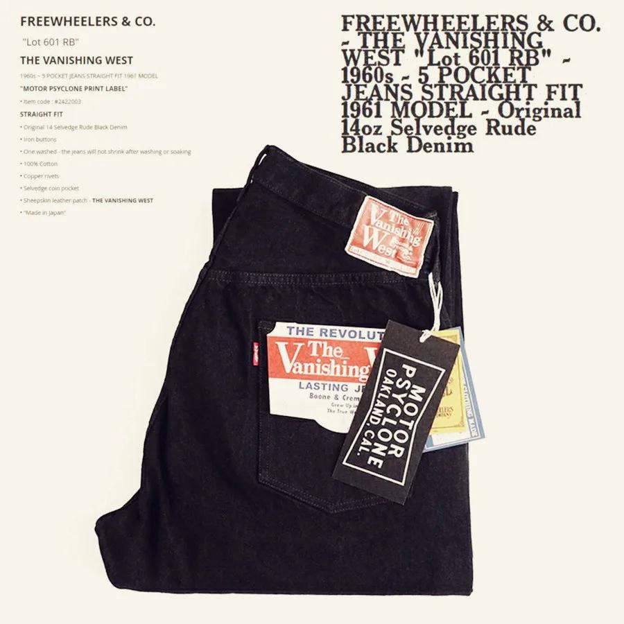 FREEWHEELERS & CO Lot 601 Jeans noirs à bord rouge 14oz