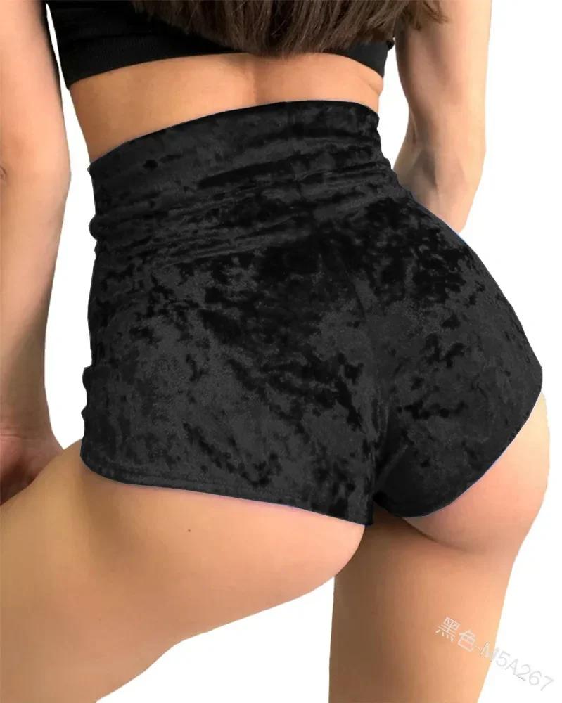 Nouveaux shorts pour femmes mode femme taille haute mince Sexy velours Stretch Shorts Yoga sport cou