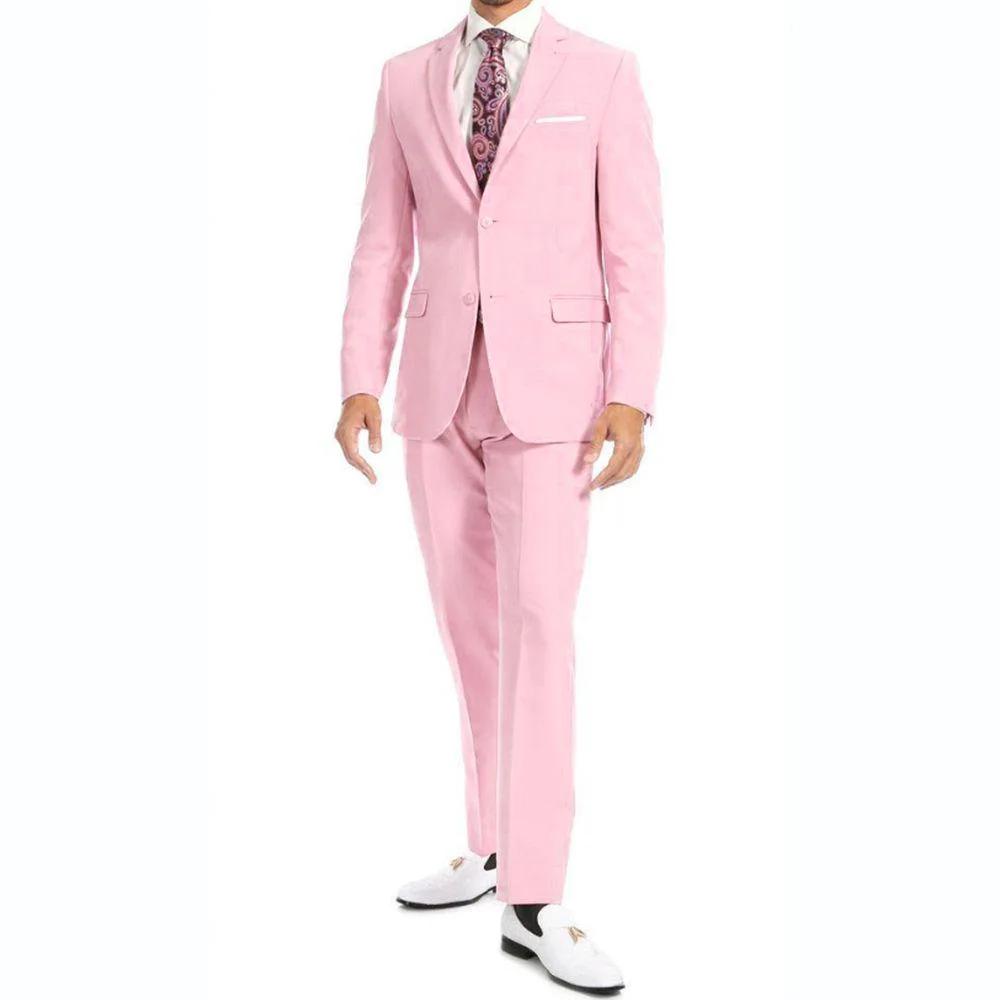 Costume de Mariage Rose Luxe pour Homme 2026 – Ensemble 2 Pièces Haut de Gamme Slim Fit (Veste et Pa