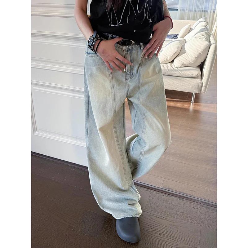 Jean Baggy bleu clair Y2k pour femmes, pantalon en Denim, esthétique Harajuku, Style japonais des années 2000, Vintage des années 90, vêtements poubelles
