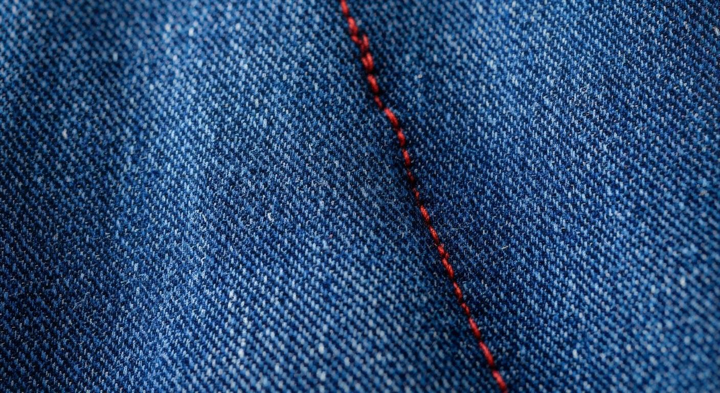 Macro indigo selvedge weave