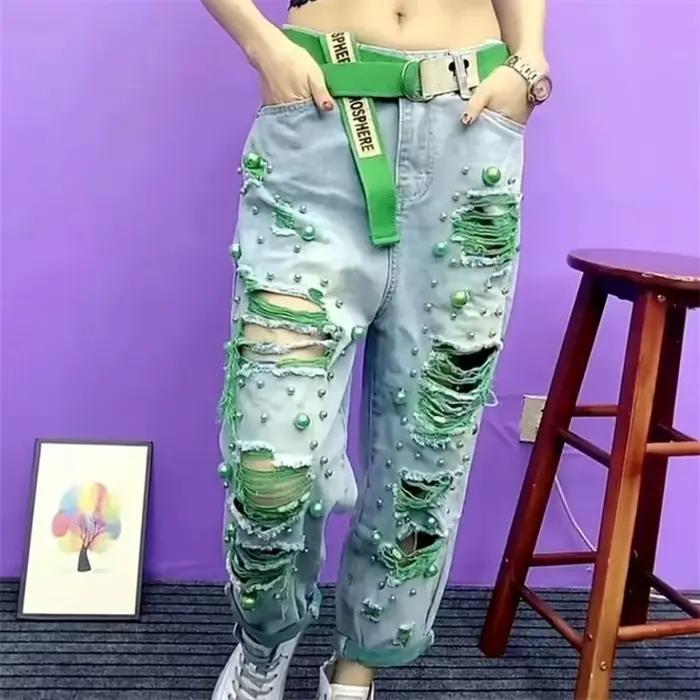Nouveau Pantalon en jean tendance Printemps-Été 2026 pour femme, décontracté, passe-partout, avec pe