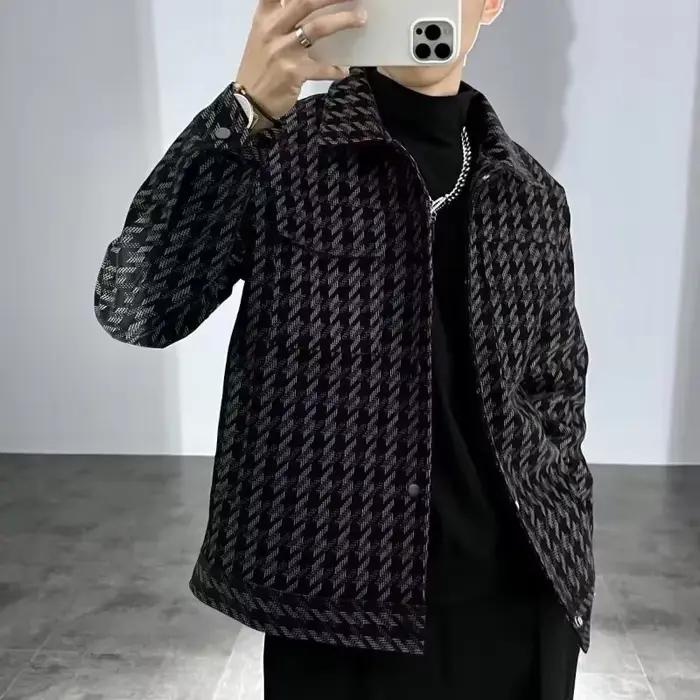 Veste pied-de-poule pour hommes Premium 2025 automne hiver coton rembourré manteau chaud vêtements
