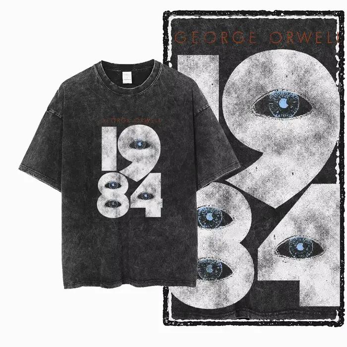 G02 exclusif 100% coton grande taille 1984 graphique hommes T-shirt | T-shirt col rond pour hommes
