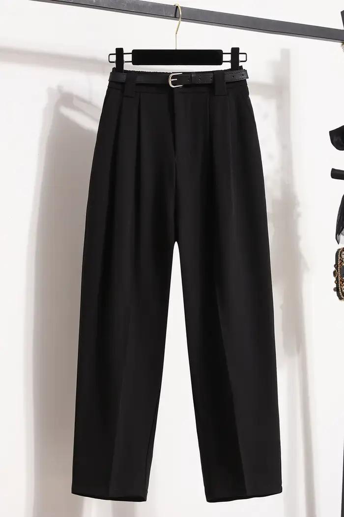 Pantalon grande taille pour femmes, taille haute, droit, costume, Style coréen, décontracté, surdime