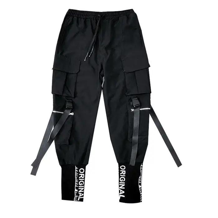 Pantalon Cargo pour hommes, décontracté, Hip Hop, couleur frappée, poches multiples, Streetwear, rub