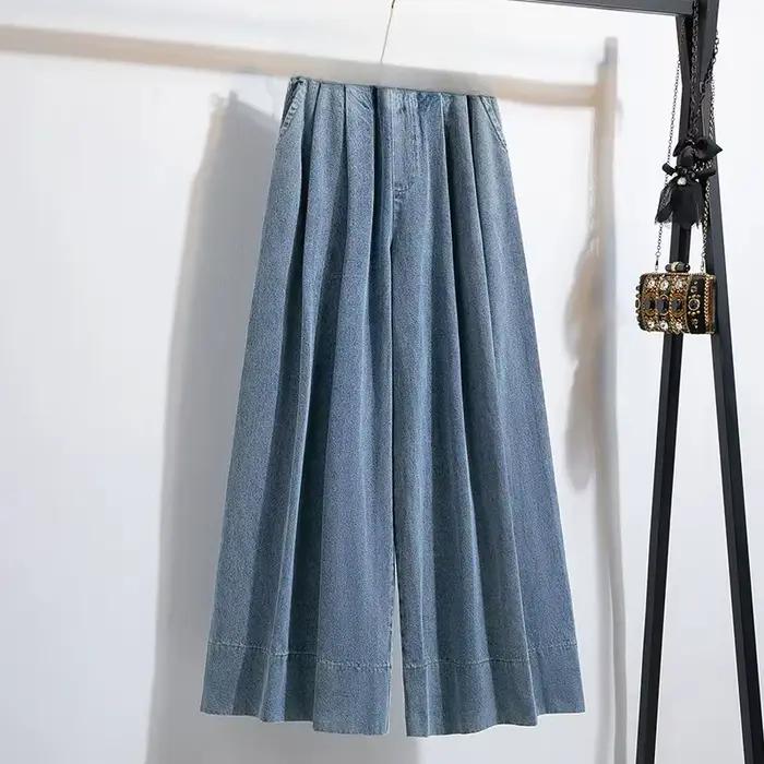 Jean ample à jambes larges pour femmes, grande taille, confortable, Style paresseux, taille haute, c