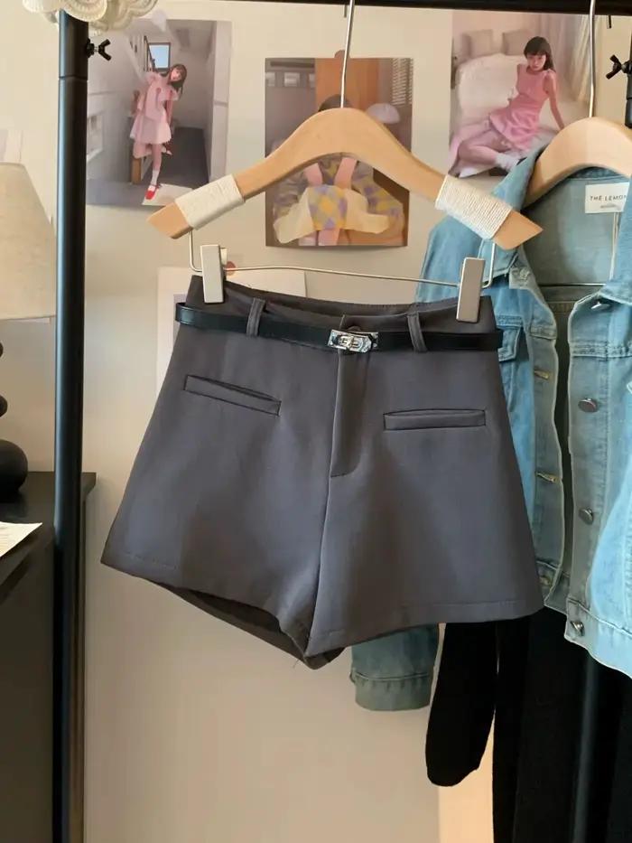 Shorts noirs pour femme, style 2025, nouvelle collection, taille haute, amincissants, décontractés,