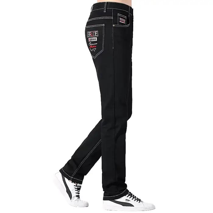 Bruce&Shark Nouveau Jean Noir d'Été pour Homme Coupe Droite Ample Extensible Style Décontracté Corée