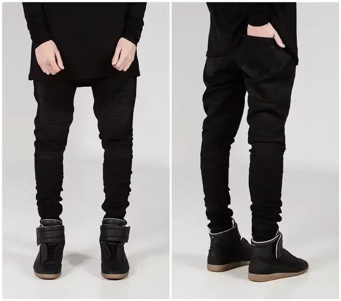 Jean slim délavé et vieilli pour homme, taille mi-haute, style vintage, avec poches, fermeture bouto