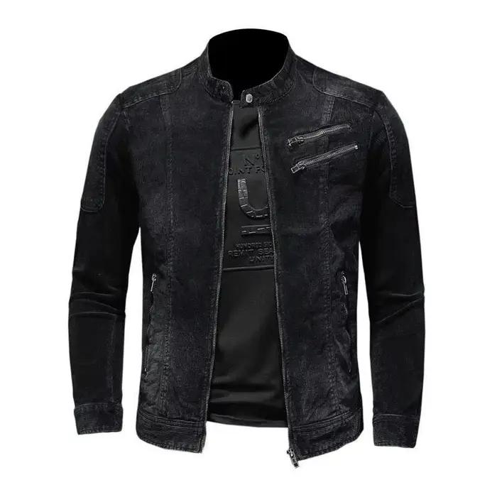 Vestes en jean pour hommes printemps-automne, style streetwear, avec fermeture éclair, vestes de mot