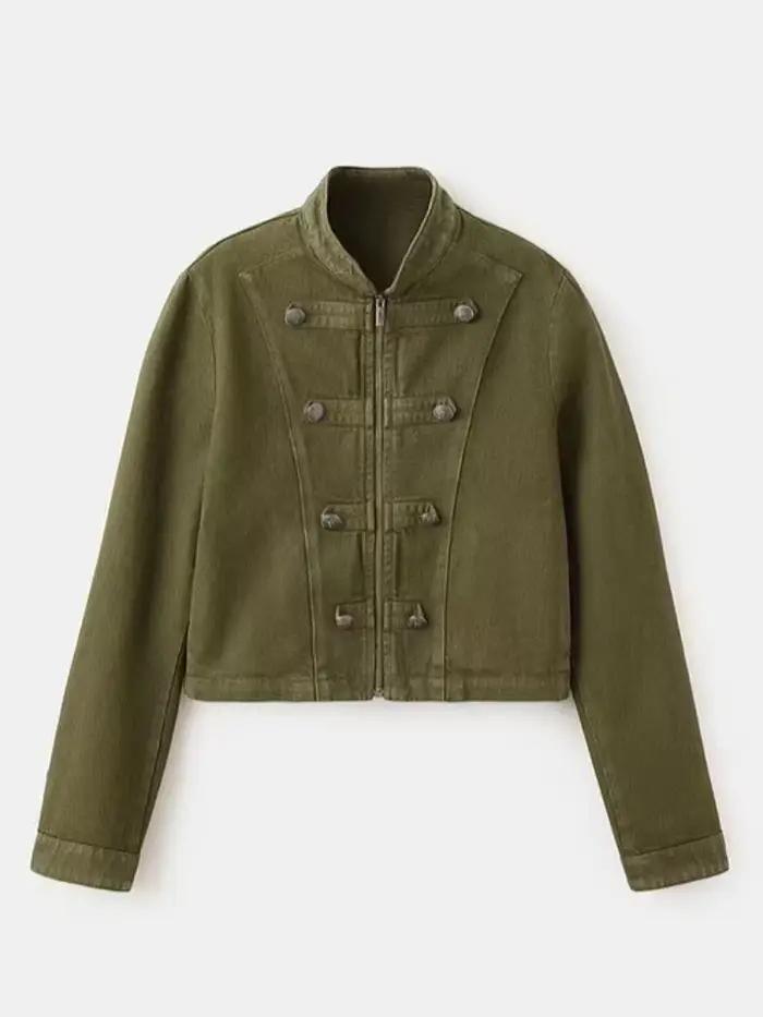 Veste Courte Zippée Style Militaire Napoléonien pour Femme, Manteau Court à Double Boutonnage à Manc