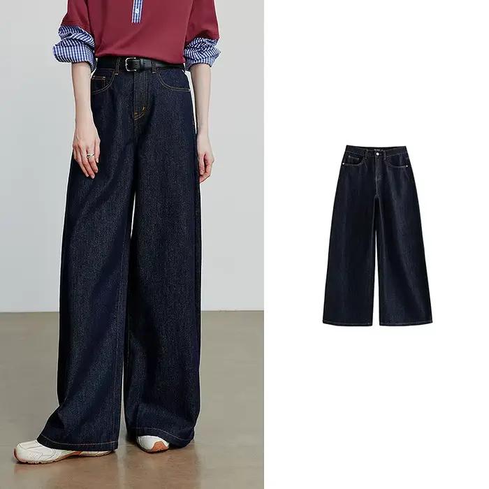 TOYOUTH femmes Denim jean 2025 automne nouveau lâche courbé banane jambe large pantalon