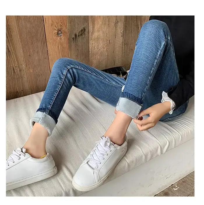 Hiver épais femme velours femmes taille haute jean moulant Simple polaire chaud coupe ajustée Stretc