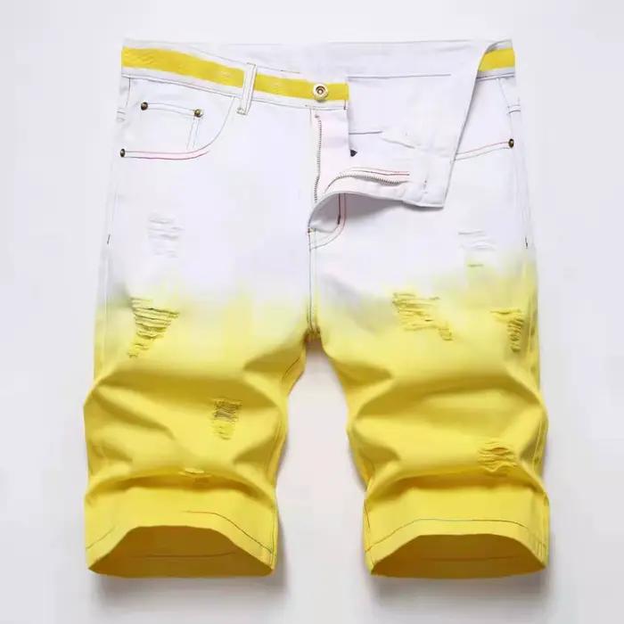 Vert jaune Denim court hommes court 2025 été Cargo jean court hommes décontracté marque classique pl