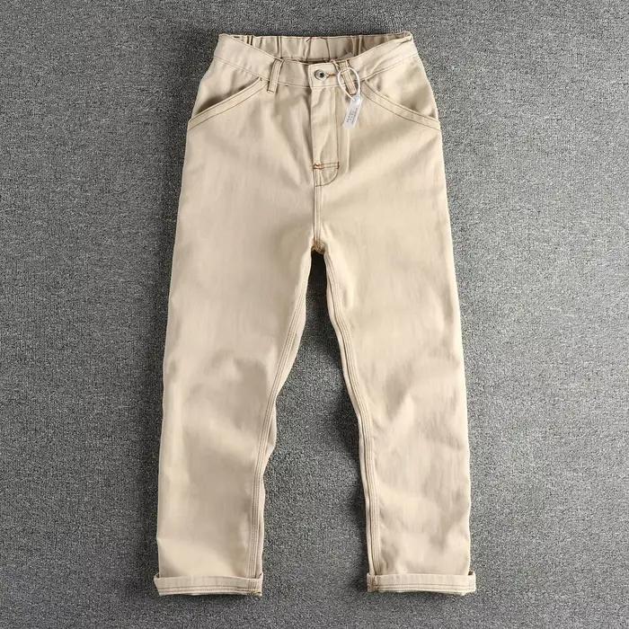 Jean à Jambes Droites et artificiel astique en Coton Délavé pour Homme, Pantalon Décontracté de Marq