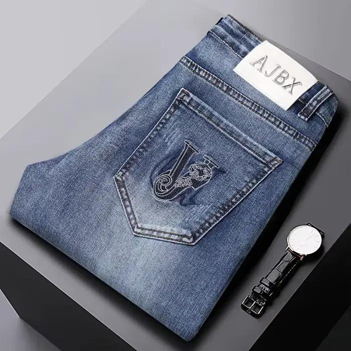 Jeans carillon coupe couvertes pour hommes, pantalons longs décontractés polyvalents, marque de luxe