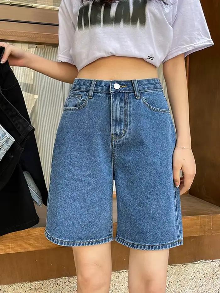 Streamgirl – Short en jean taille haute pour femmes, Vintage, Denim, ample, court, droit, été, 2025