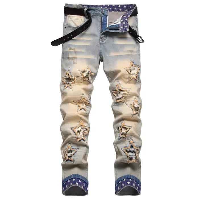 DistMurcia-Jean Crayon Vintage pour Homme, Pantalon Droit, Délavé, Taille Moyenne, Longueur Rinçage,