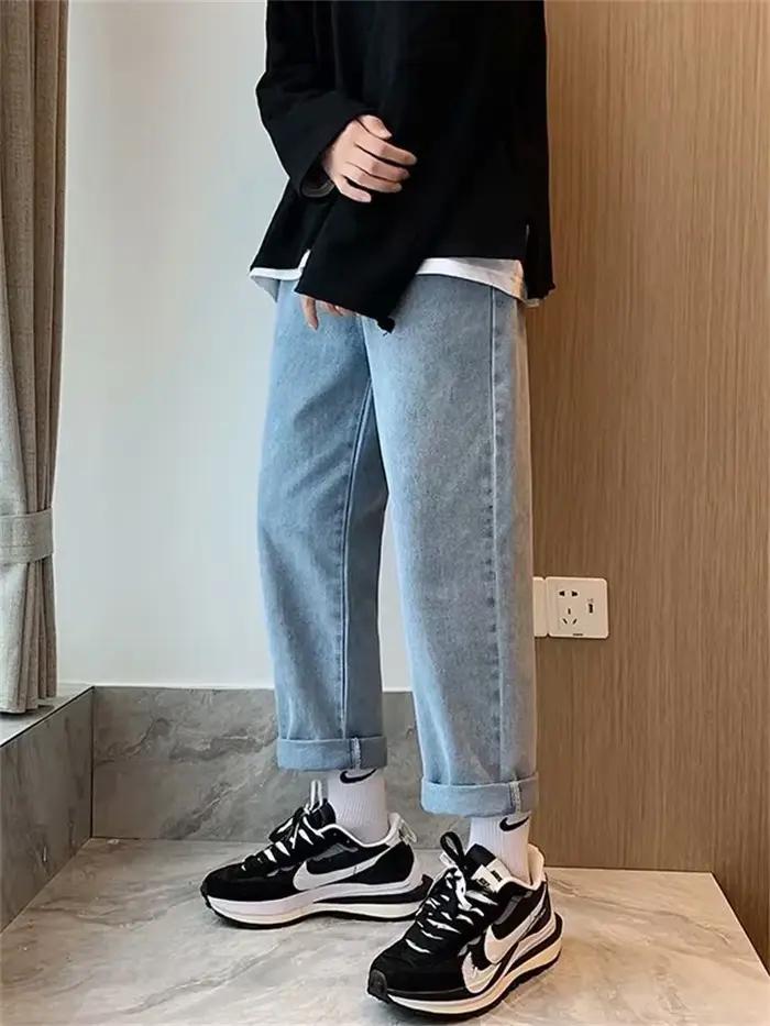Taille élastique Denim pantalon jean hommes pantalon décontracté survêtement Stretch taille haute je
