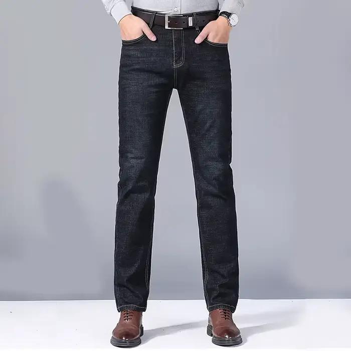 Hommes doux droit Denim pantalon 2025 automne classique affaires noir Biker jean salopette Masculino