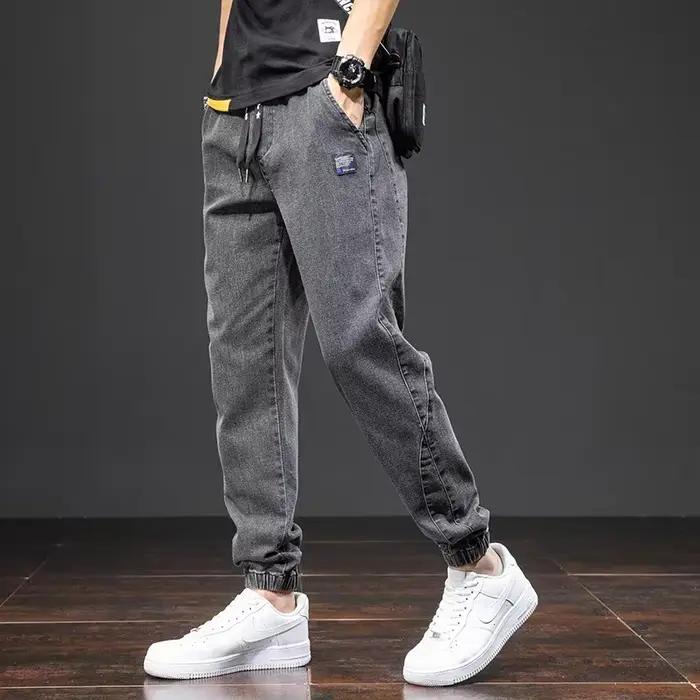 Printemps été noir bleu Cargo Jean hommes Streetwear Denim survêtement pantalon hommes Baggy Harem J