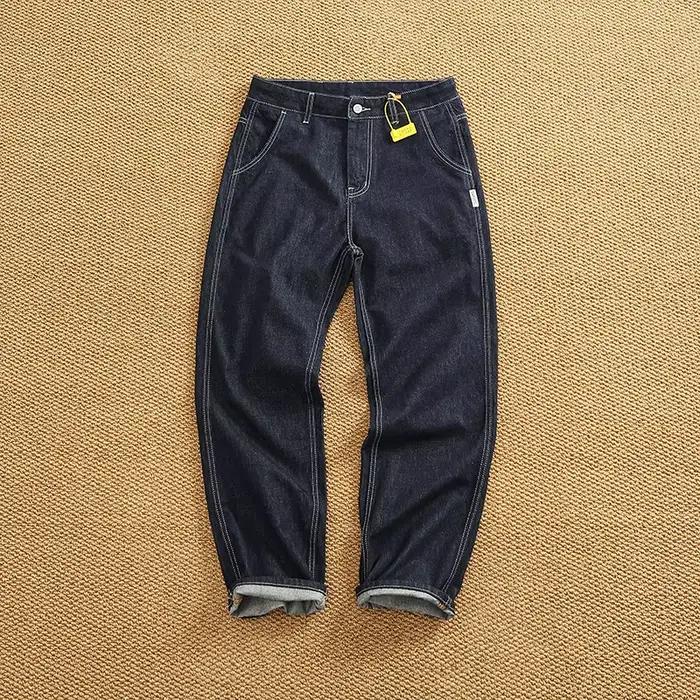 Jean en Denim pour hommes, processus Anti-décoloration, en coton doux et respirant, couleur primaire