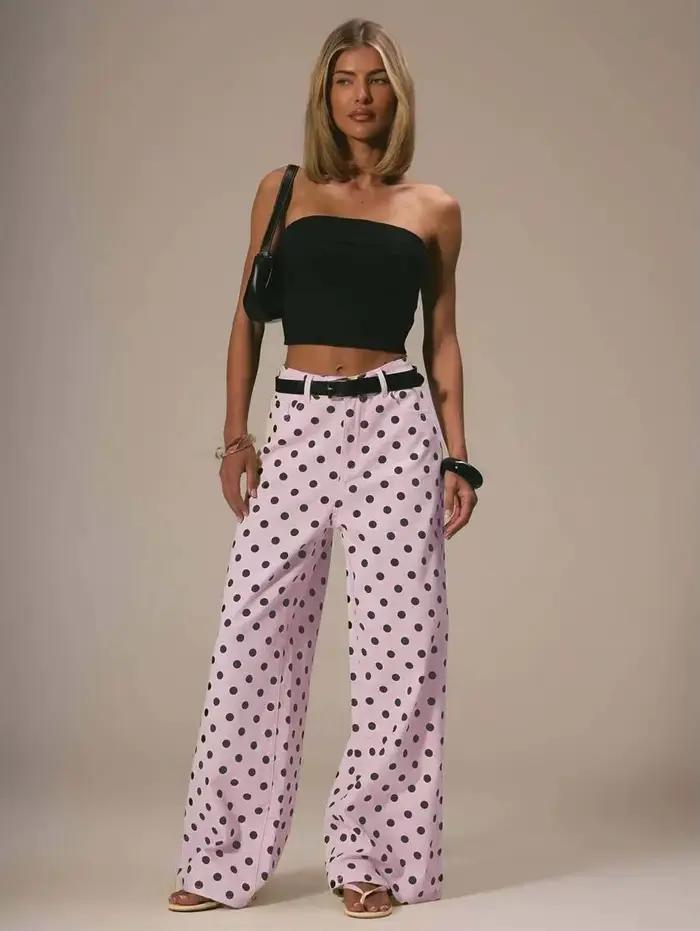 Jean taille haute printemps-automne pour femme 2026 – Pantalon décontracté en denim à pois vintage e