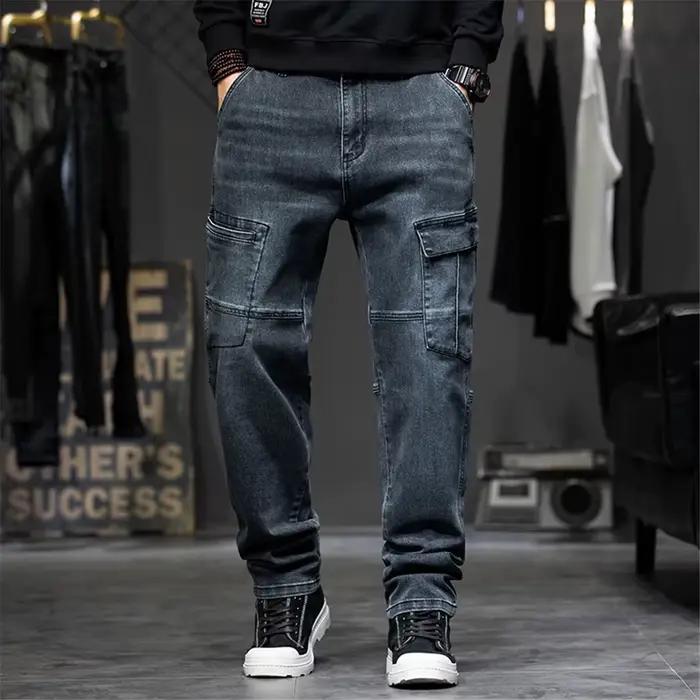Jean Baggy en Denim pour Homme, Pantalon Cargo à Poches, Streetwear, Grande Taille 40 44