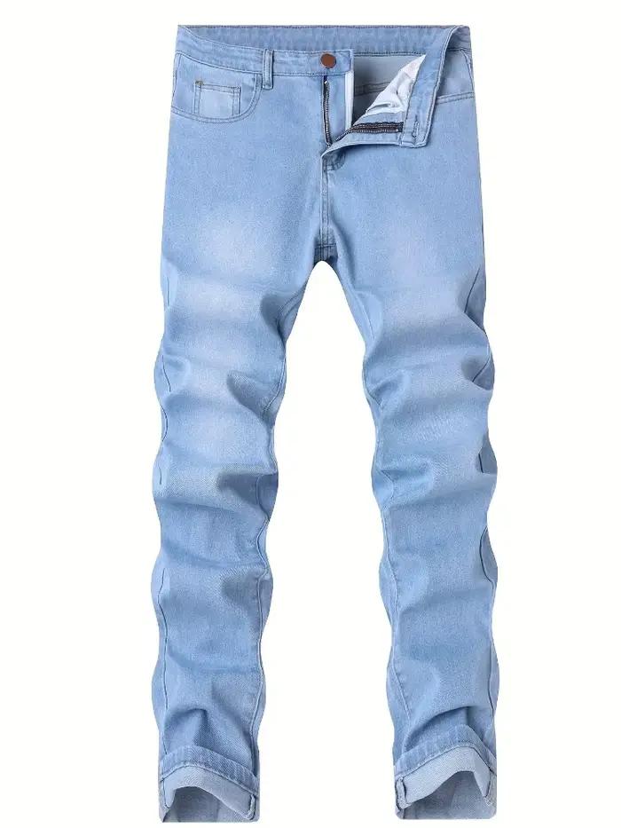 Jean Classique 2026 pour Homme – Bleu Clair Extensible Coupe Skinny – Pantalon Décontracté en Denim