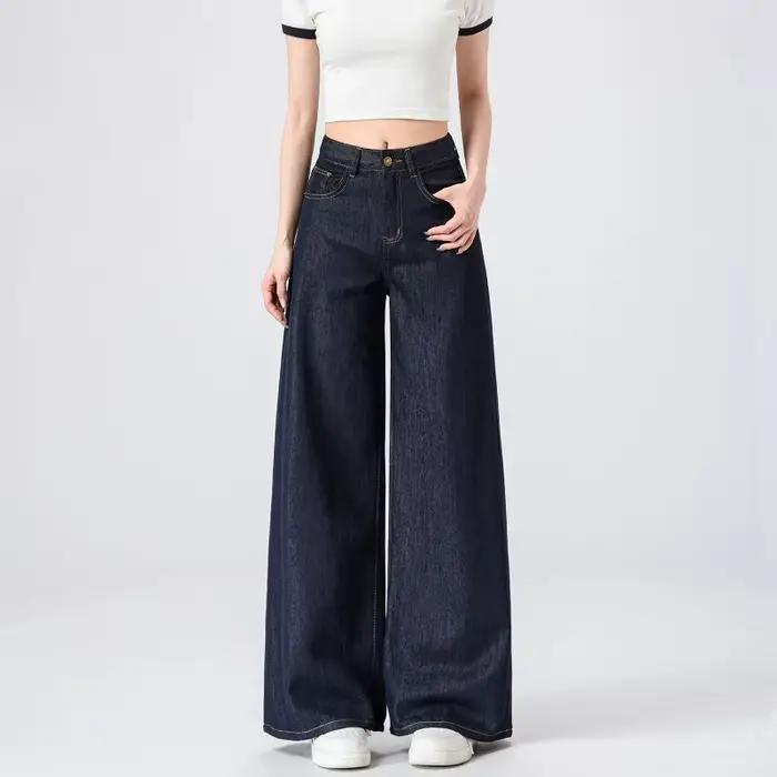 Jeans larges et droits pour femmes, légers et élégants, en denim confortable pour un style sans effo