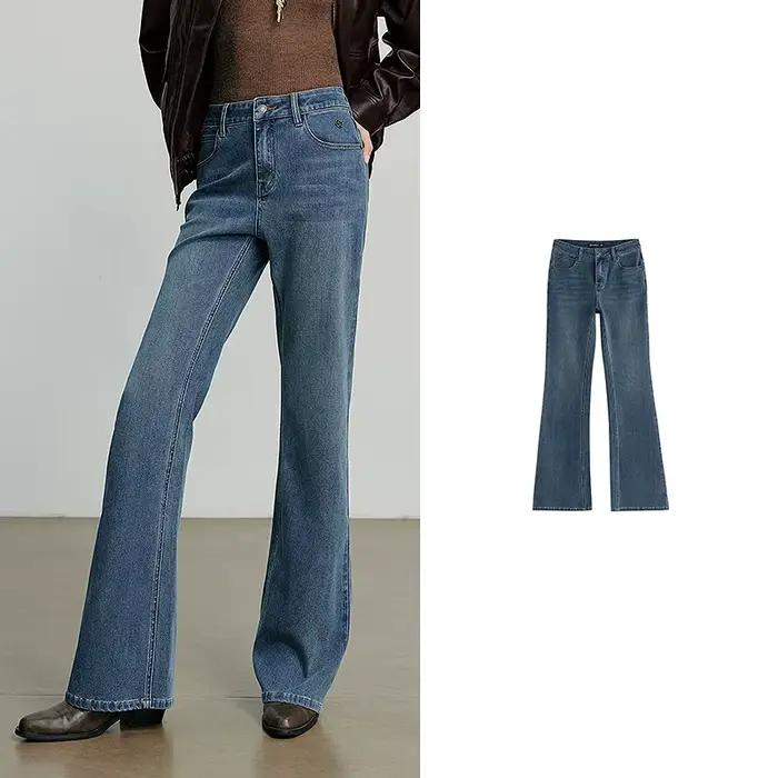TOYOUTH femmes jean 2025 automne nouveau asymétrique coupe ajustée minceur Stretch Bootcut pantalon